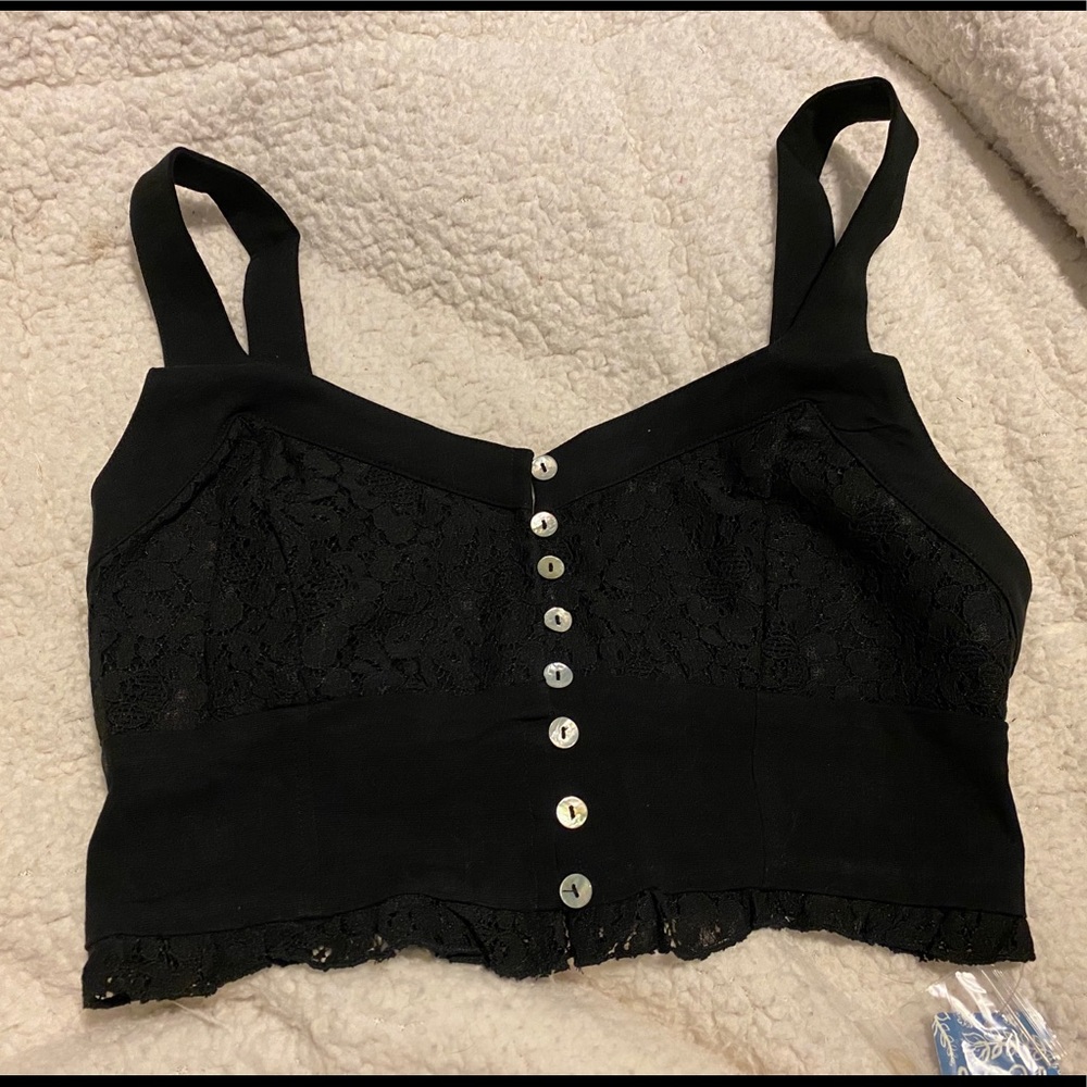 Black lace crop top free people.